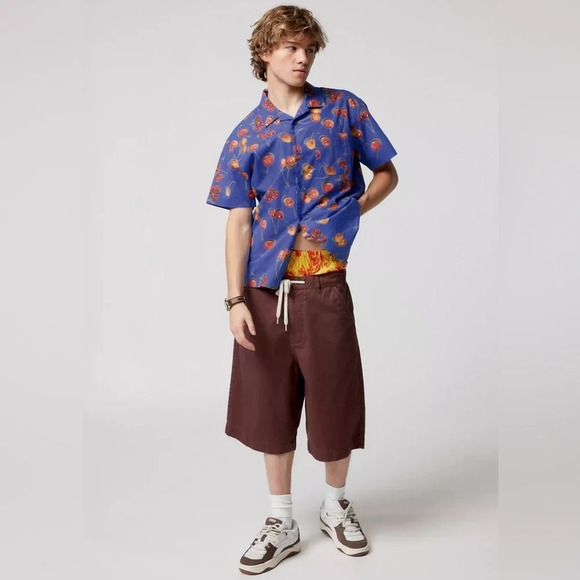 🍄HOST PICK 2 X🍄OBEY Bombed Woven Cherry Shirt, Satin Blye Multi, Medium, NWT 🍒 - Picture 1 of 11